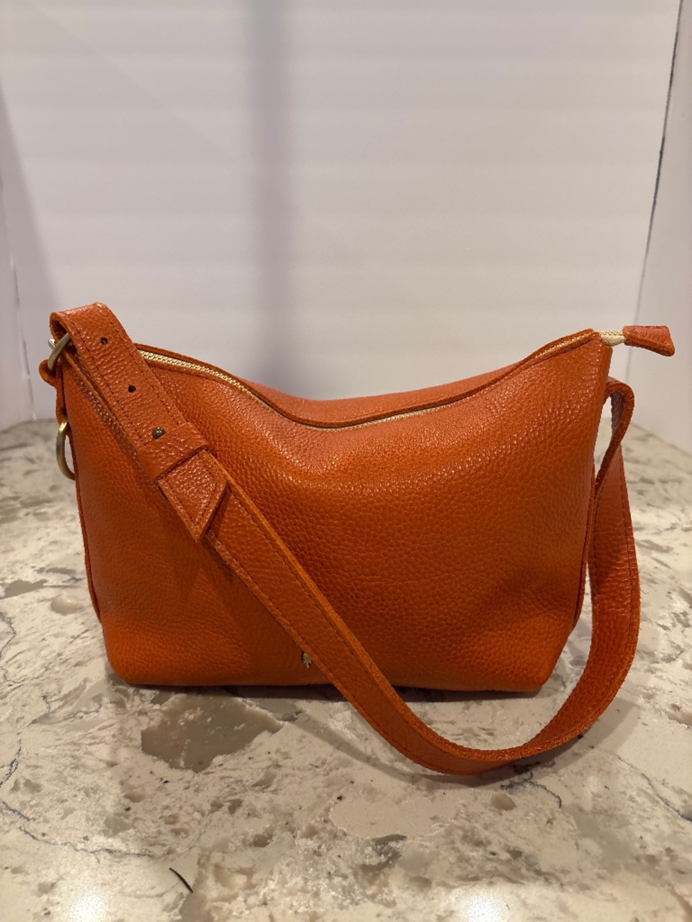 Portland Leather Goods Almost Perfect Slouchy Shoulder Handbag Tangerine Orange